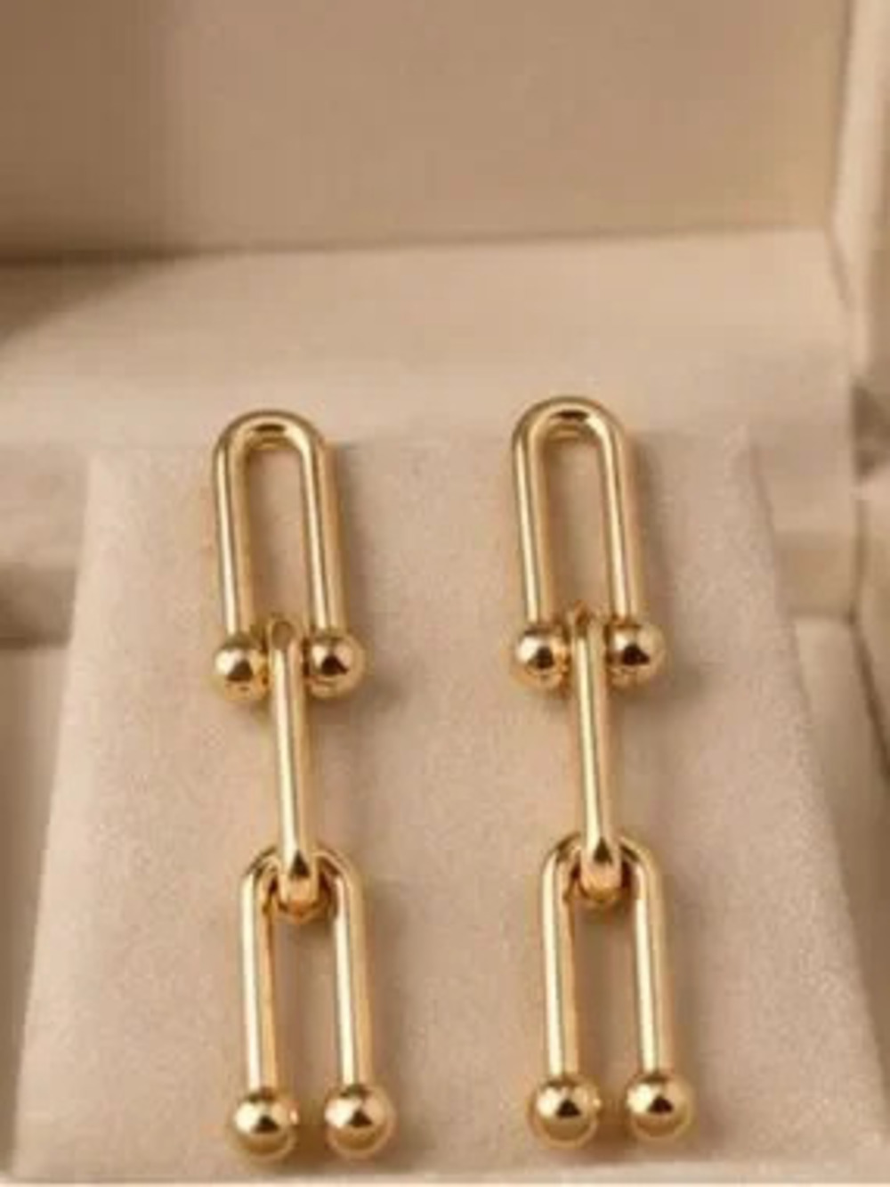 Modern Sculptural Gold Link Earrings